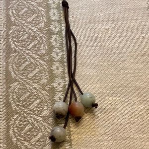 Wonderful leather necklace with 4 nice weight beads and beautiful bead clasp..